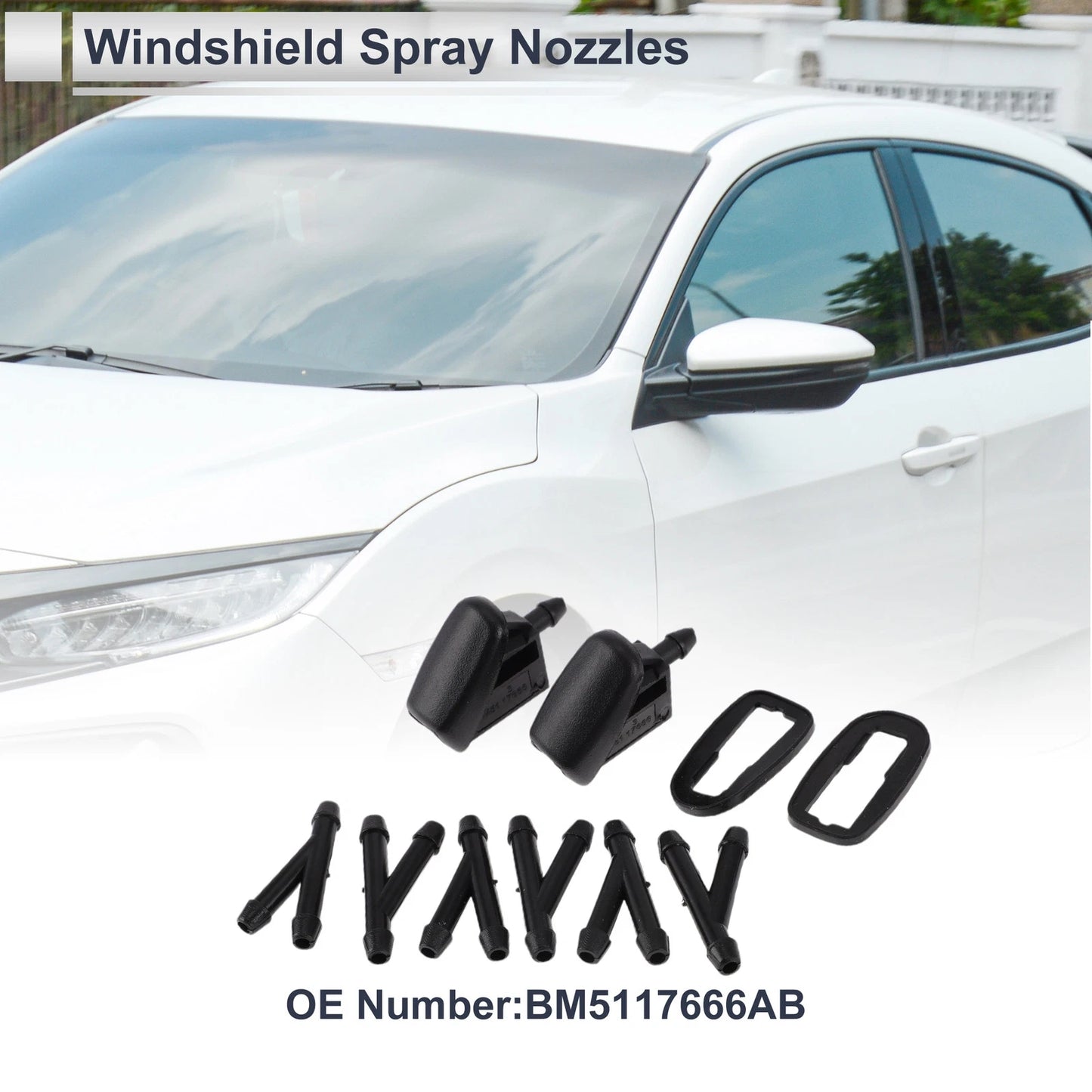 Windshield Washer Nozzle & 6 x Hose Connectors for Ford (2015-2023)