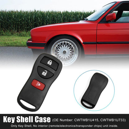Key Fob Shell Case for Nissan Xterra 2005-2015 3 Button Black