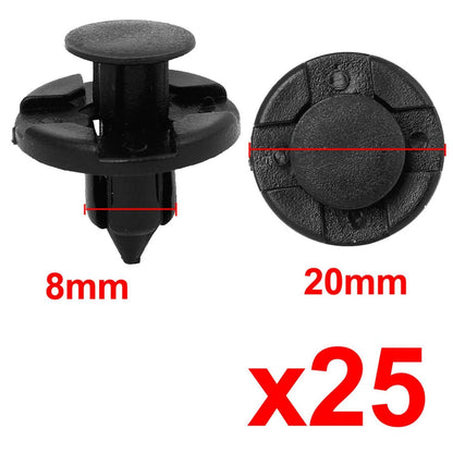 25 Plastic Rivets Retainer Clips 8mm for Nissan