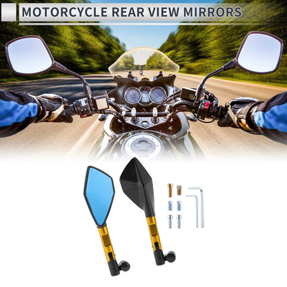 M8/M10 Motorcycle Rear View Mirrors Black Gold Tone Aluminum Alloy for Universal