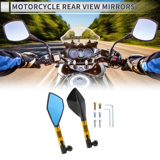 M8/M10 Motorcycle Rear View Mirrors Black Gold Tone Aluminum Alloy for Universal