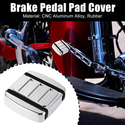 Large Brake Pedal Pad Cover Silver Tone for Harley Davidson Dyna Street 500 750