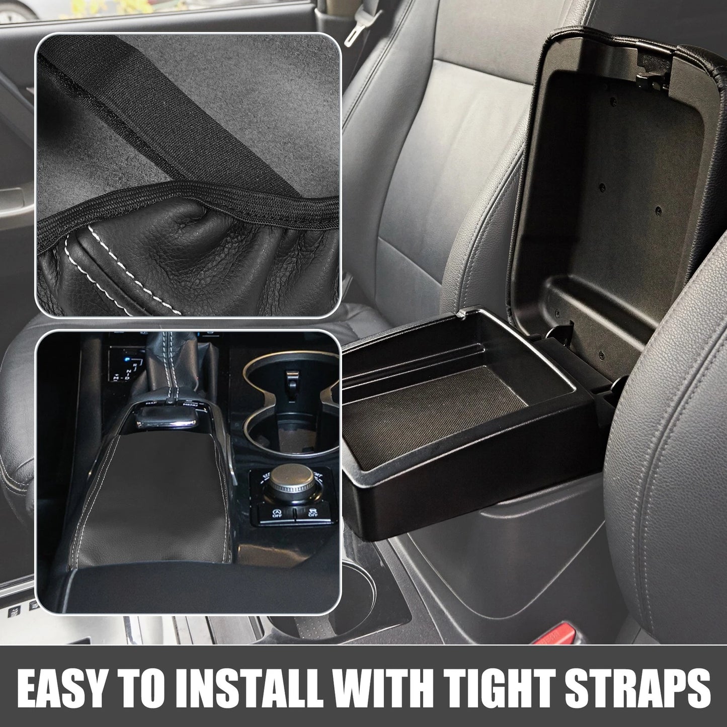 Center Console Armrest Cover for Lexus RX350 (2015-2022) - Black with White Stitching