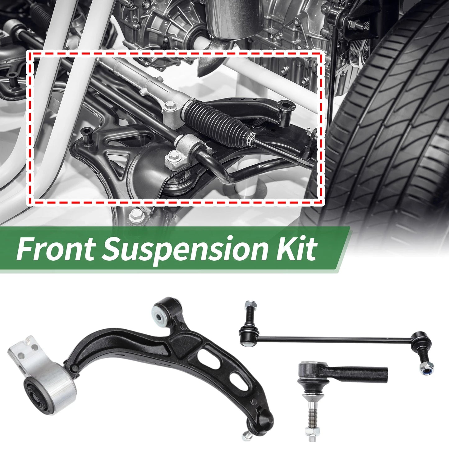 6pcs Front Suspension Kit Control Arm Tie Rod End Sway Bar Link for Ford Flex (2009-2019)