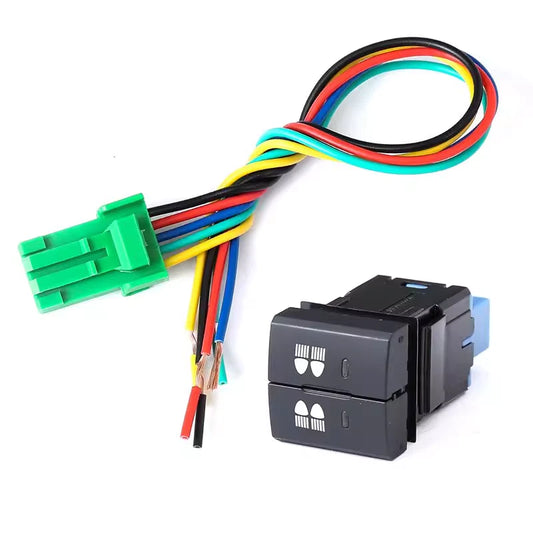 1x Black Dual Dashboard Square Switch Button w Harness for Toyota Current Model