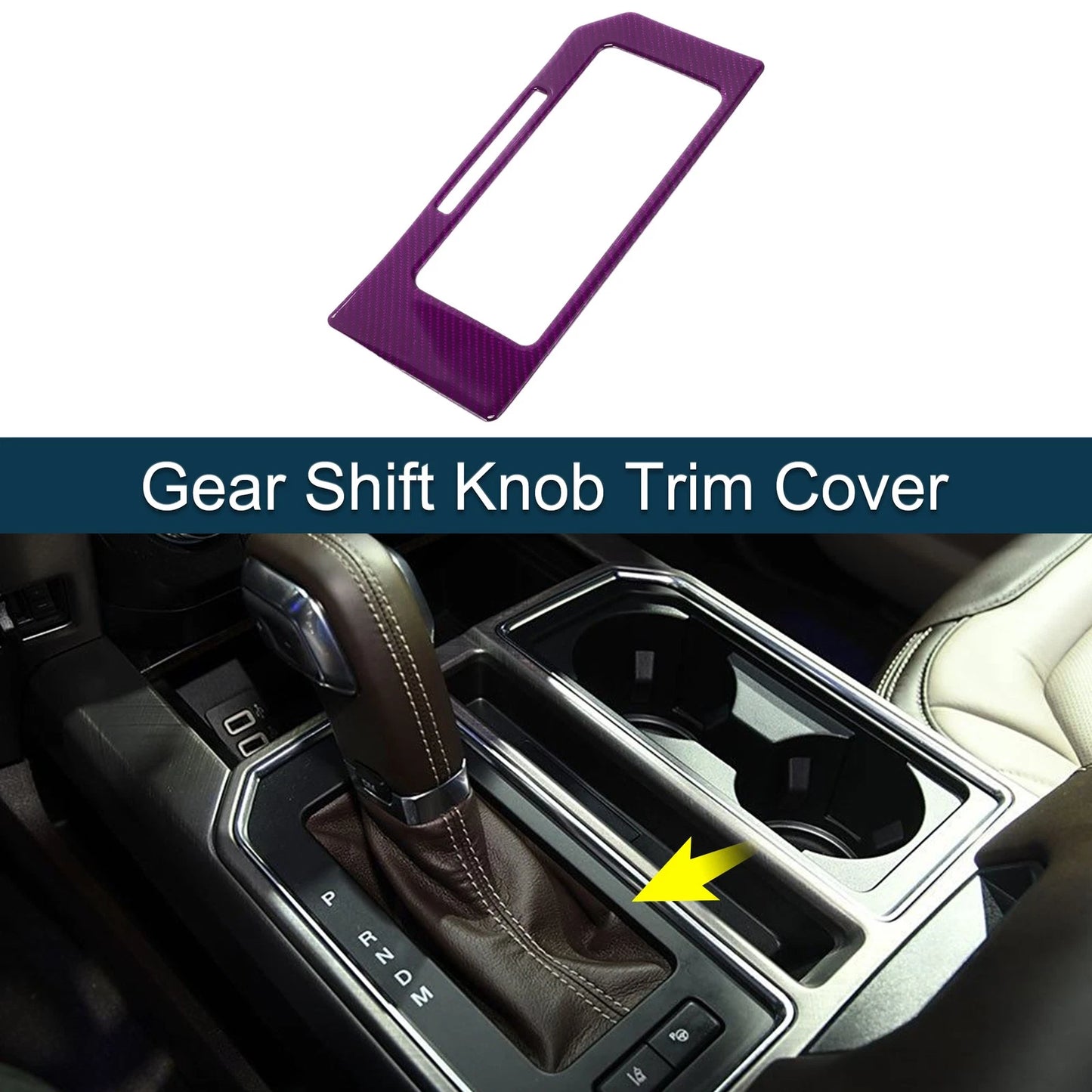 ABS Gear Shift Knob Cover for Ford F150 (2015-2020) - Carbon Fiber Purple