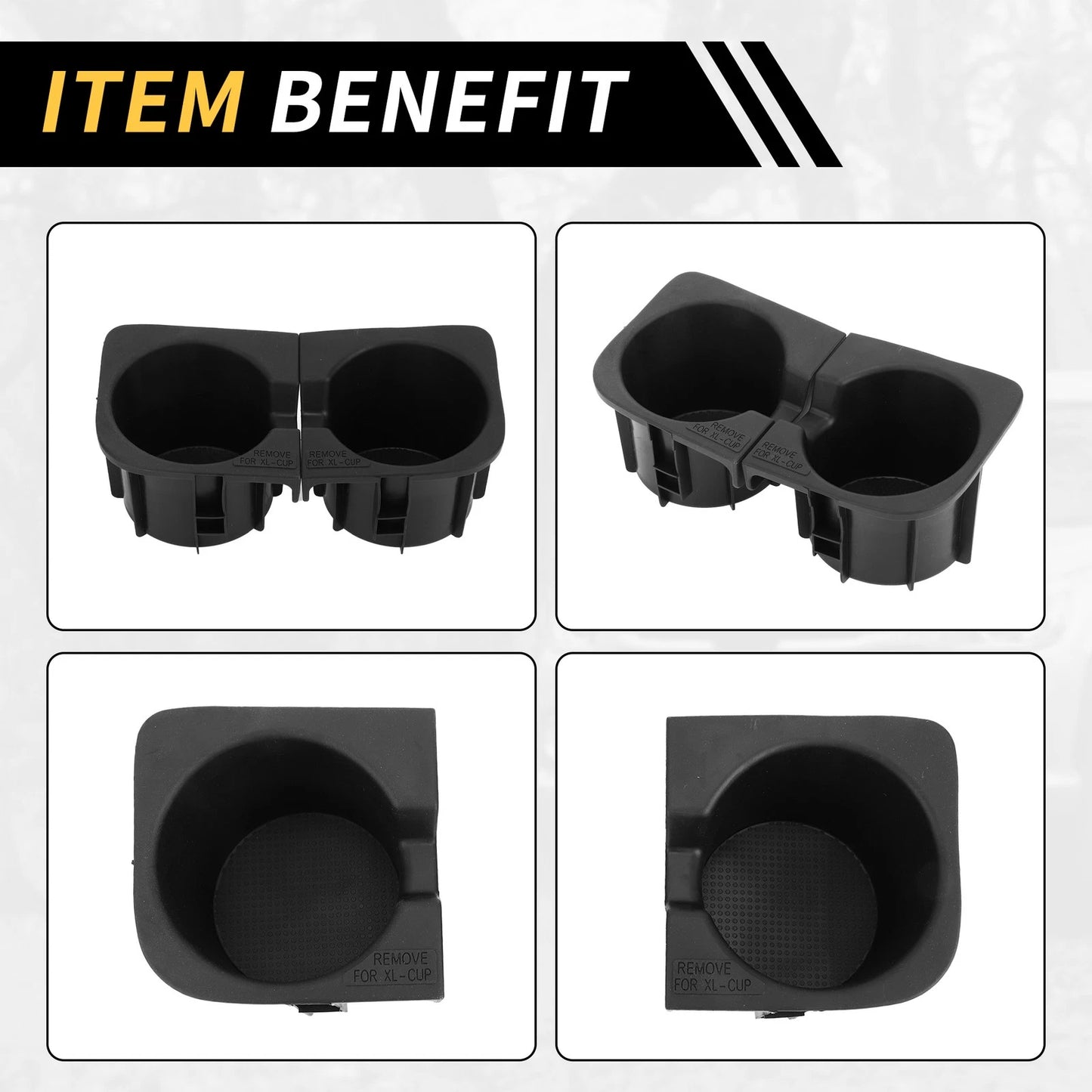 Center Console Cup Holder Insert Set for Toyota Tacoma (2010-2015) Black