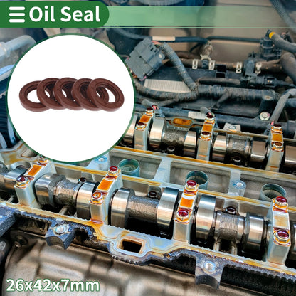 Oil Seal 26x42x7mm Rotary Shaft Seal FKM Brown 5 Pcs