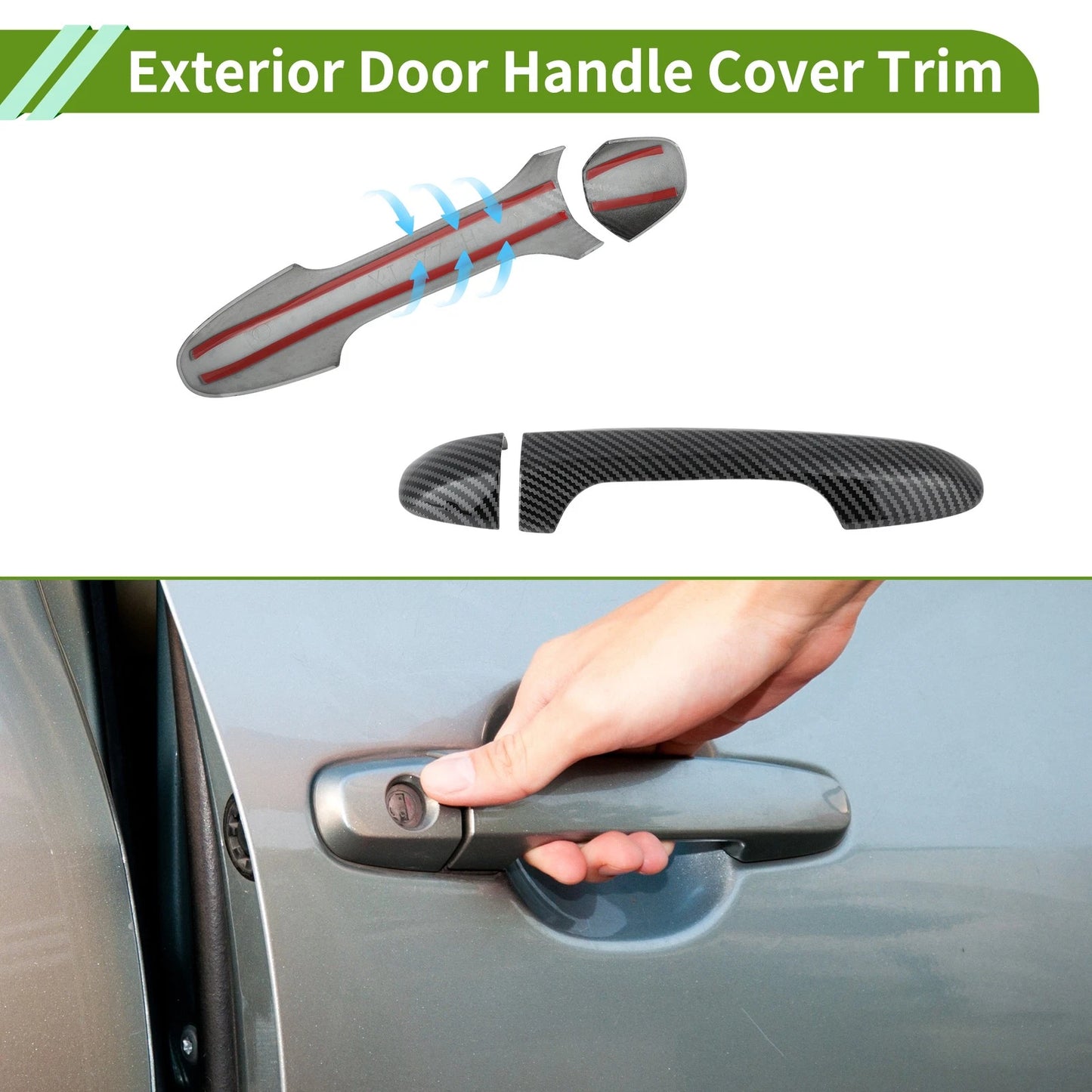 Carbon Fiber Black Exterior Door Handle Cover Trim for Toyota Highlander (15-19)