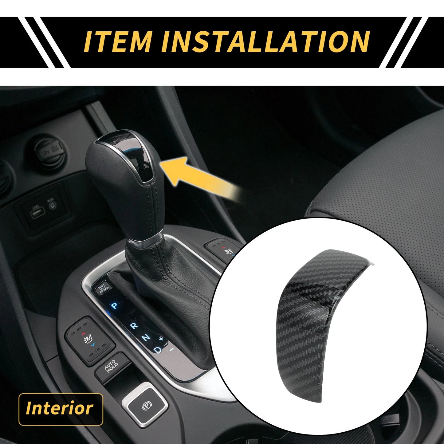Carbon Fiber Gear Shift Knob Cover Trim for Ford Ranger (2023-2024)
