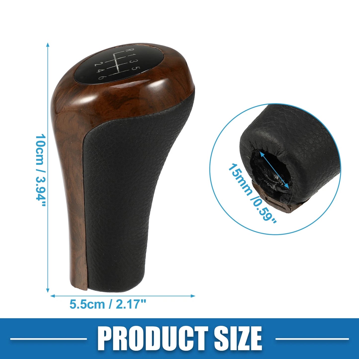 6 Speed Automatic Transmission Gear Shift Knob for BMW Black Red Wood Pattern
