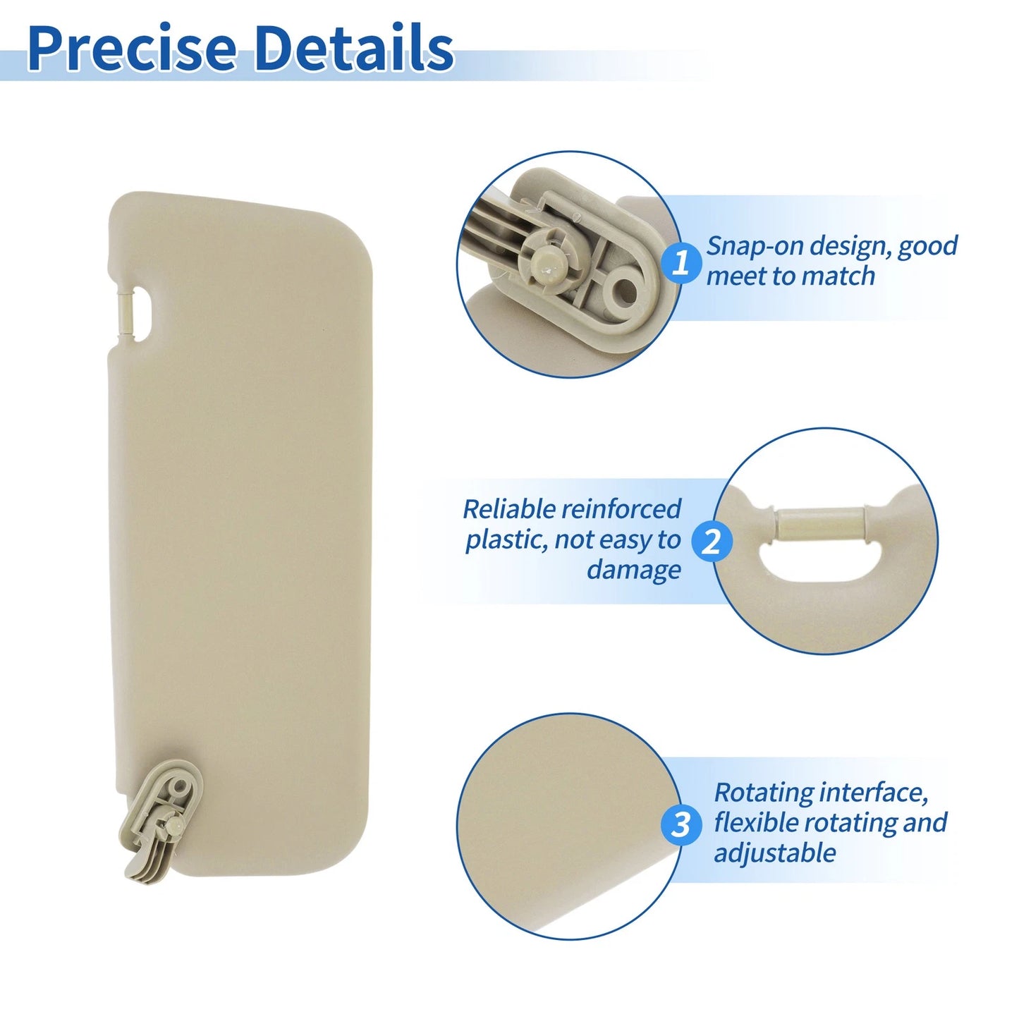 Left Side Sun Visor for Hyundai Accent 2011-2015 Beige 1 x Pcs