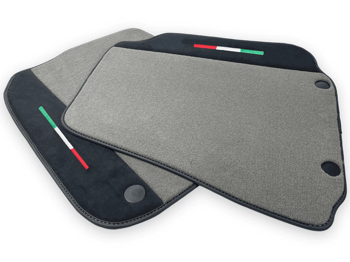 Gray Floor Mats for Ferrari F12 Berlinetta with Alcantara Leather (2013-2017)