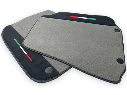 Gray Floor Mats for Ferrari F12 Berlinetta with Alcantara Leather (2013-2017)