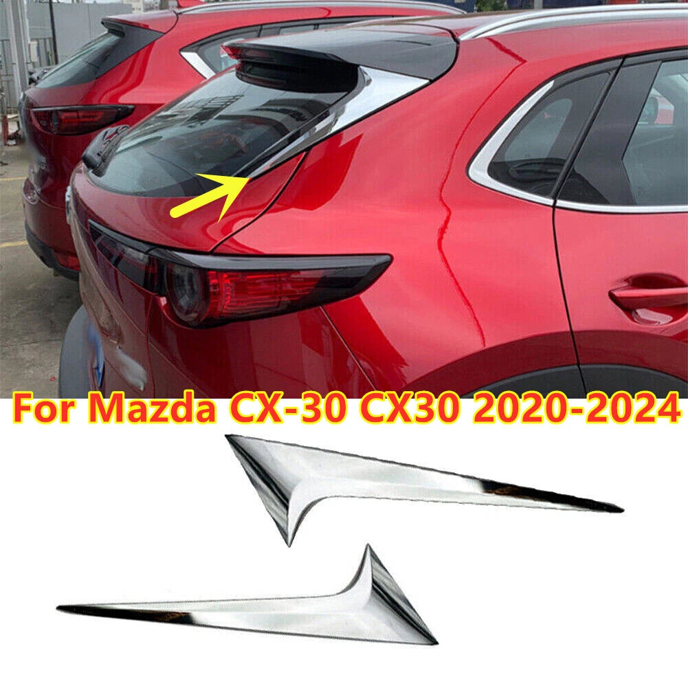 2X Chrome Rear Window Spoiler Side Cover Trim for Mazda CX-30 (2020–2024)