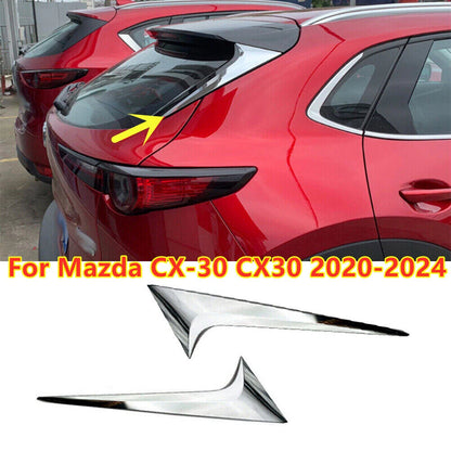 2X Chrome Rear Window Spoiler Side Cover Trim for Mazda CX-30 (2020–2024)