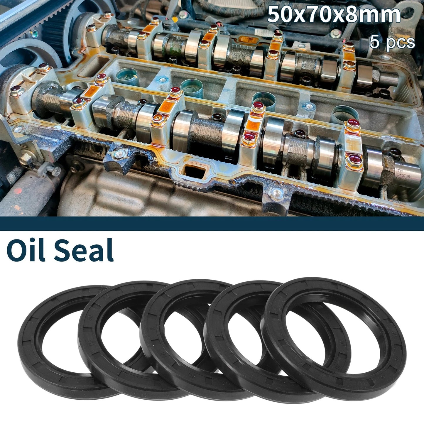 Oil Seal 50x70x8mm NBR Black 5Pcs for Make Model