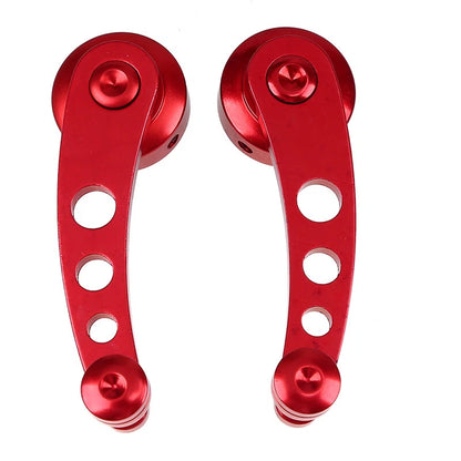 2 x Billet Aluminum Window Crank Handles for Truck Pickup Door - Red