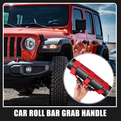 2 x Roll Bar Grab Handles for Jeep Wrangler JL JK (2018-2023) Red Rough Surface