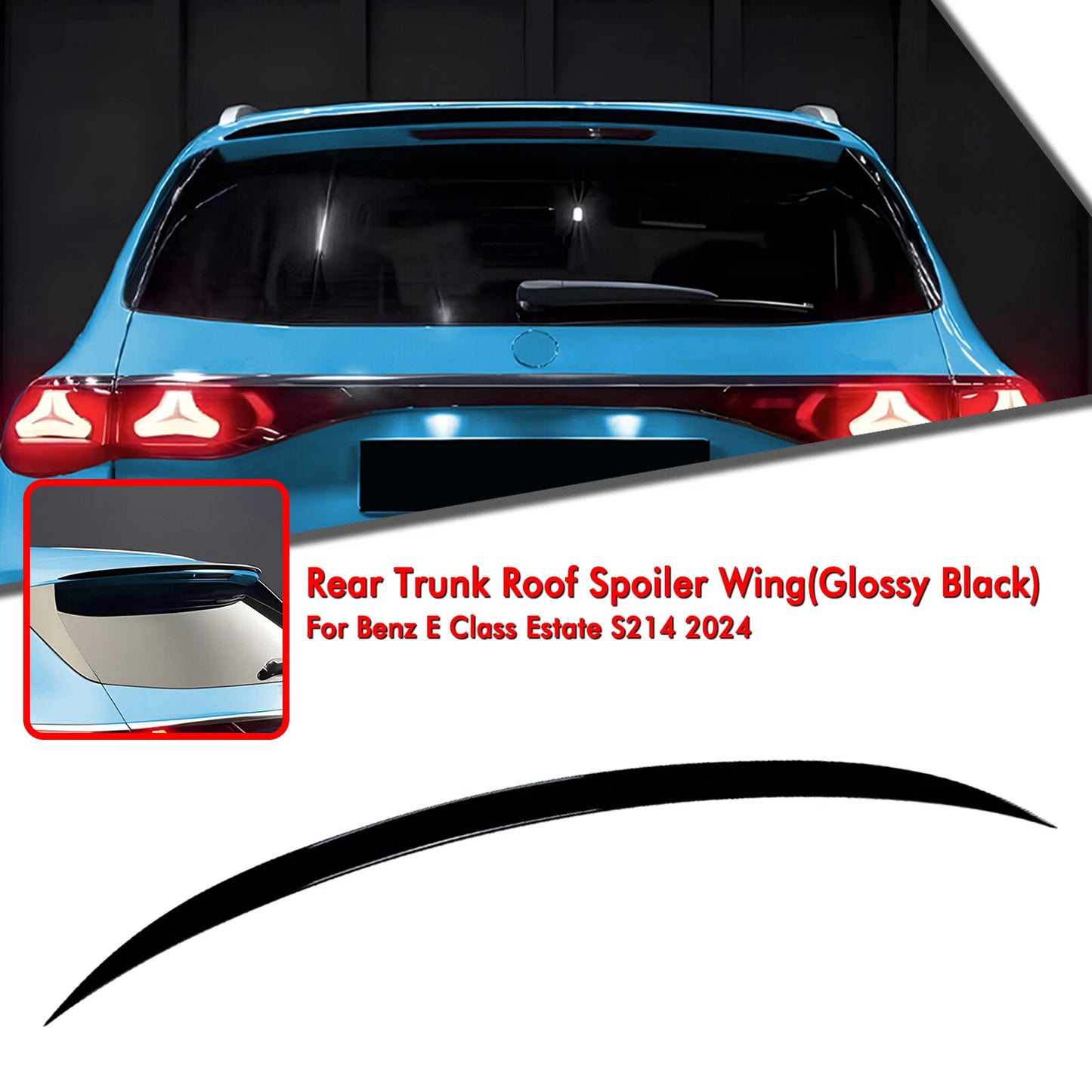 1x Rear Boot Spoiler Lip for Benz E Class Estate S214 (2024) Gloss Black