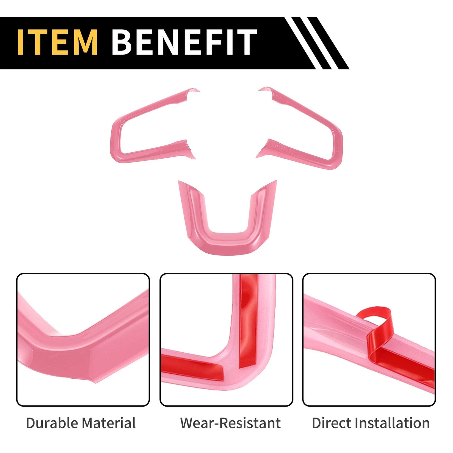 Steering Wheel Cover Trim for Jeep Wrangler JL JLU (2018-2024) - Pink