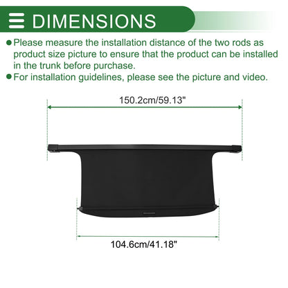 Trunk Retractable Cargo Cover for JEEP Wrangler 2018-2021 Gloss Black