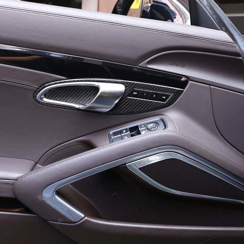 Carbon Fiber Inner Door Handle Cover Trim for Porsche 718 2016-20 / 911 2012-18