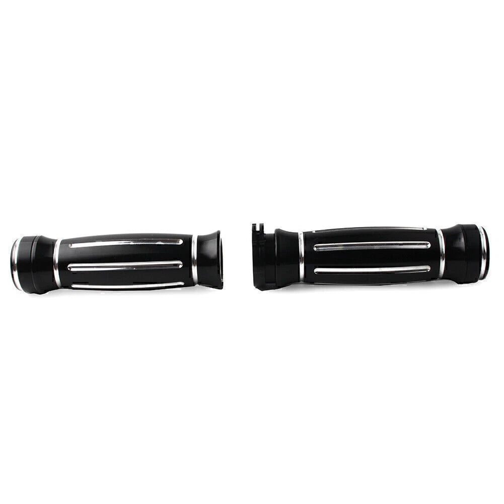 Black CNC Billet Aluminum 1" Handlebar Grips for Harley Touring