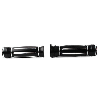 Black CNC Billet Aluminum 1" Handlebar Grips for Harley Touring