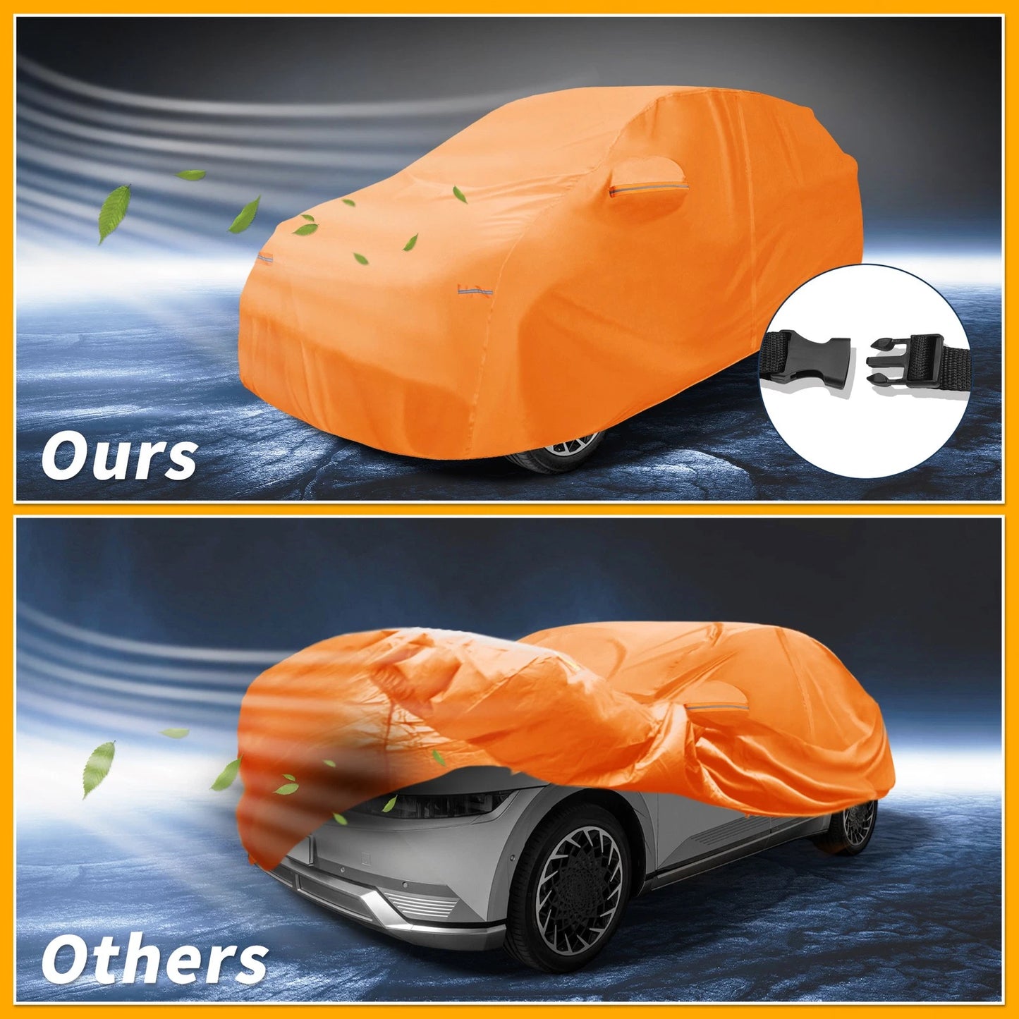 Waterproof All Weather Car Cover for Hyundai Ioniq 6 (2023) - Orange 210D-PU