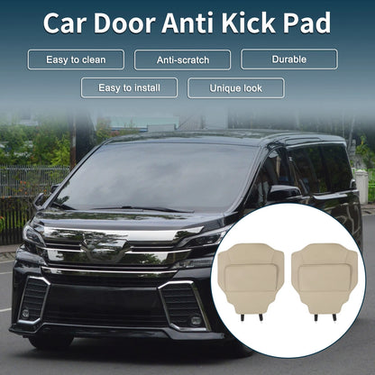 Leather Car Door Anti Kick Pad Sticker / 40 Beige / Leather Car Door Anti Kick Pad Sticker for Toyota Vellfire Alphard