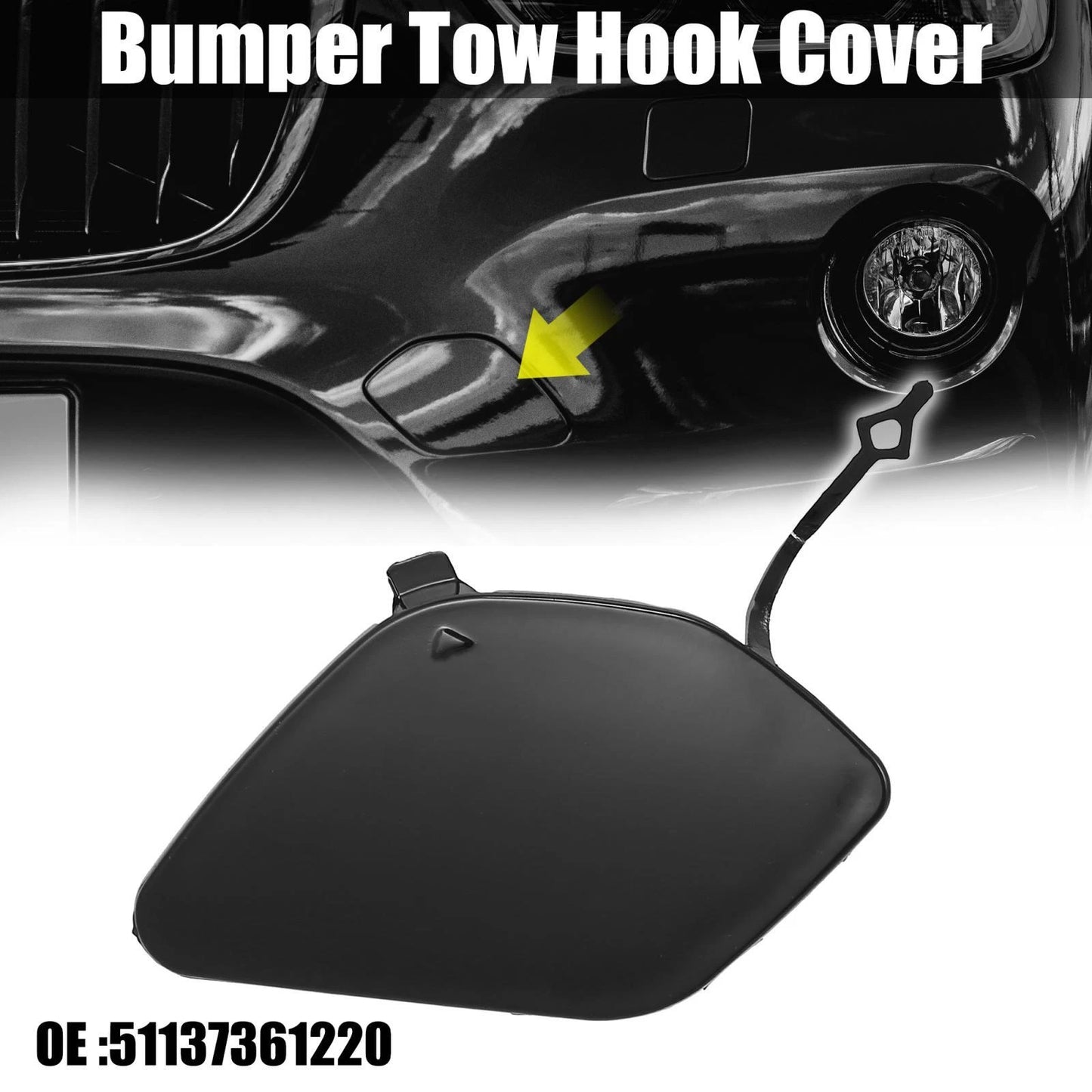 Front Bumper Tow Hook Cap for BMW X1 28i (2016-2019) - Bright Black