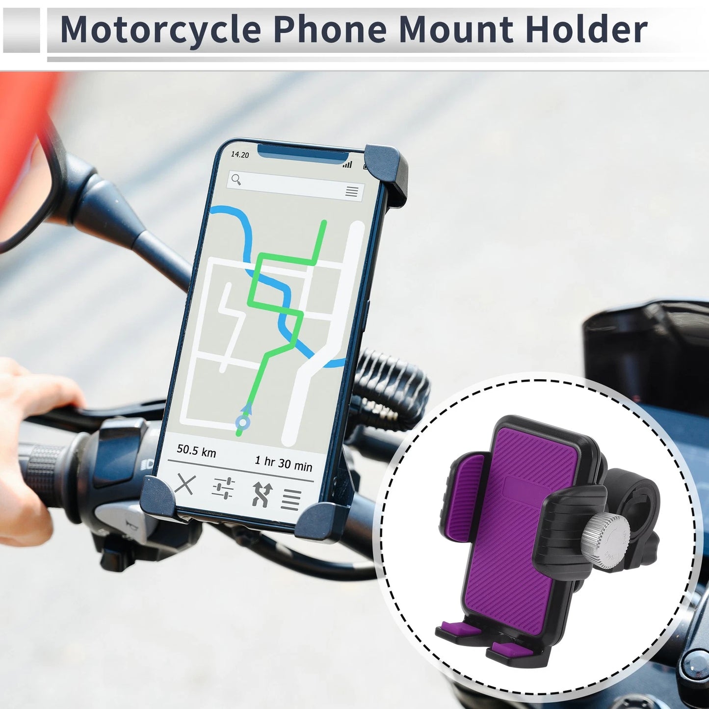 Phone Mount Holder 4.7-7.2 for Motorcycle Purple