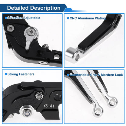 Adjustable Brake Clutch Levers for Suzuki GSXR150 (2017-2020) Silver Tone
