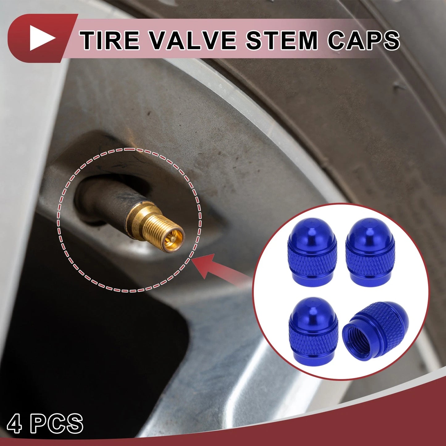 Mini Bullet Style Tire Valve Stem Caps Dust Covers Blue for Car 4 Pcs