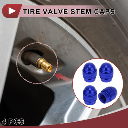 Mini Bullet Style Tire Valve Stem Caps Dust Covers Blue for Car 4 Pcs