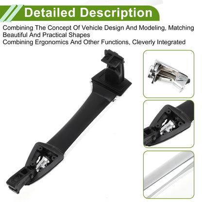 Silver Tone Rear Right Exterior Door Handle for Hyundai Kia Picanto (2011-2016)