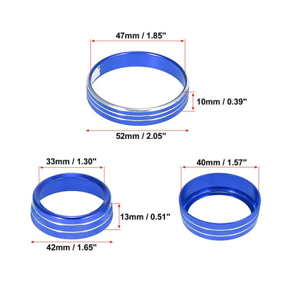 3 x Car Headlight Volume Tune Knob Covers for Ford Mustang (2015-2020) Blue