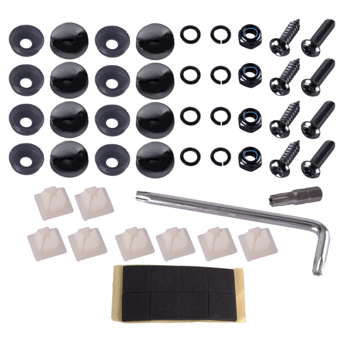 Black License Plate Screws  Stainless Steel Bolts Caps for Car Fasteners
