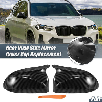Rearview Mirror Cover Cap Black Carbon Fiber Pattern for BMW X3 X4 X5 X6