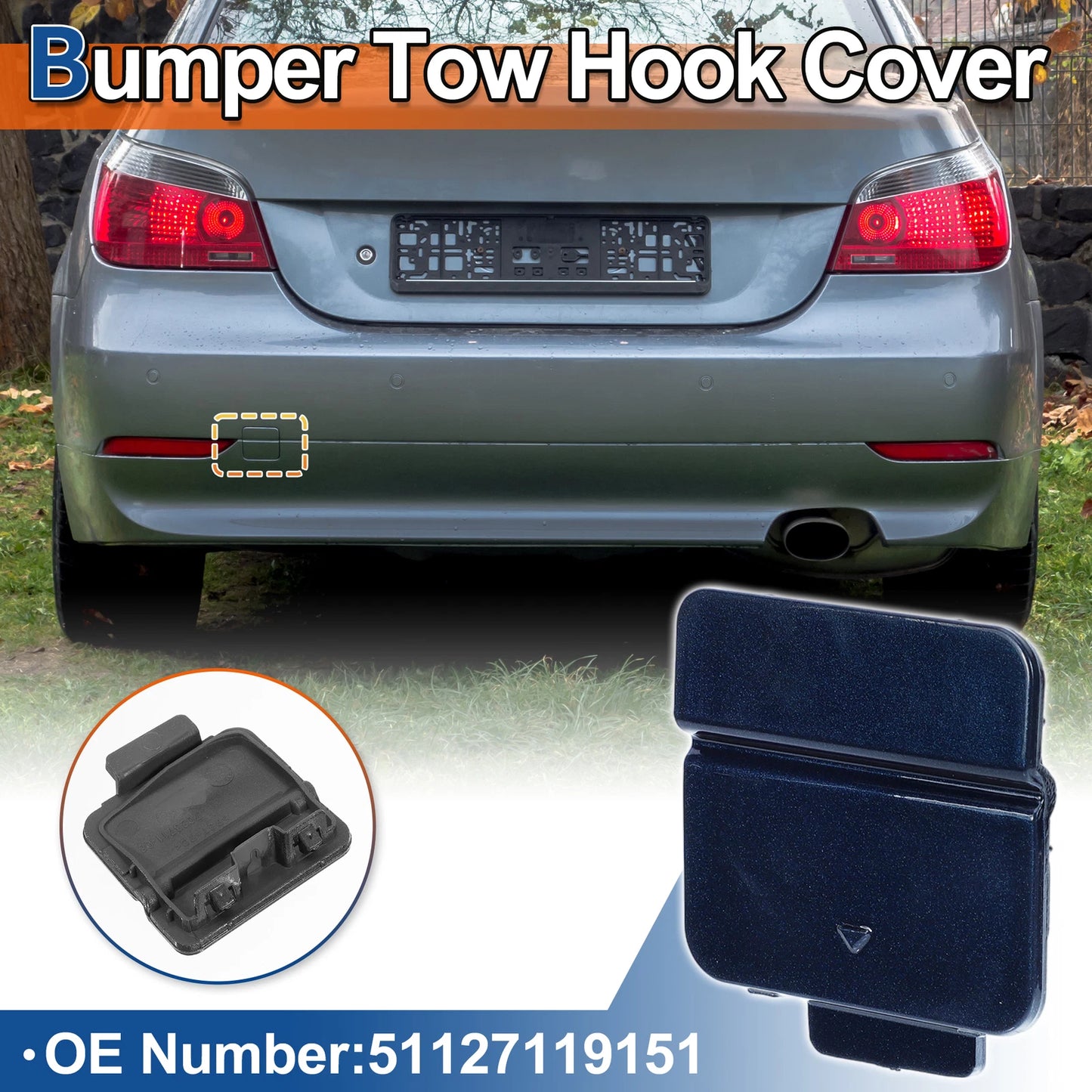 Rear Tow Hook Cover for BMW 525i 530i 545i (2001-2007) - Dark Blue