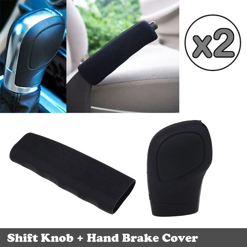 Silicone Gear Shift Knob & Hand Brake Cover Set for Car - Black (All Years)