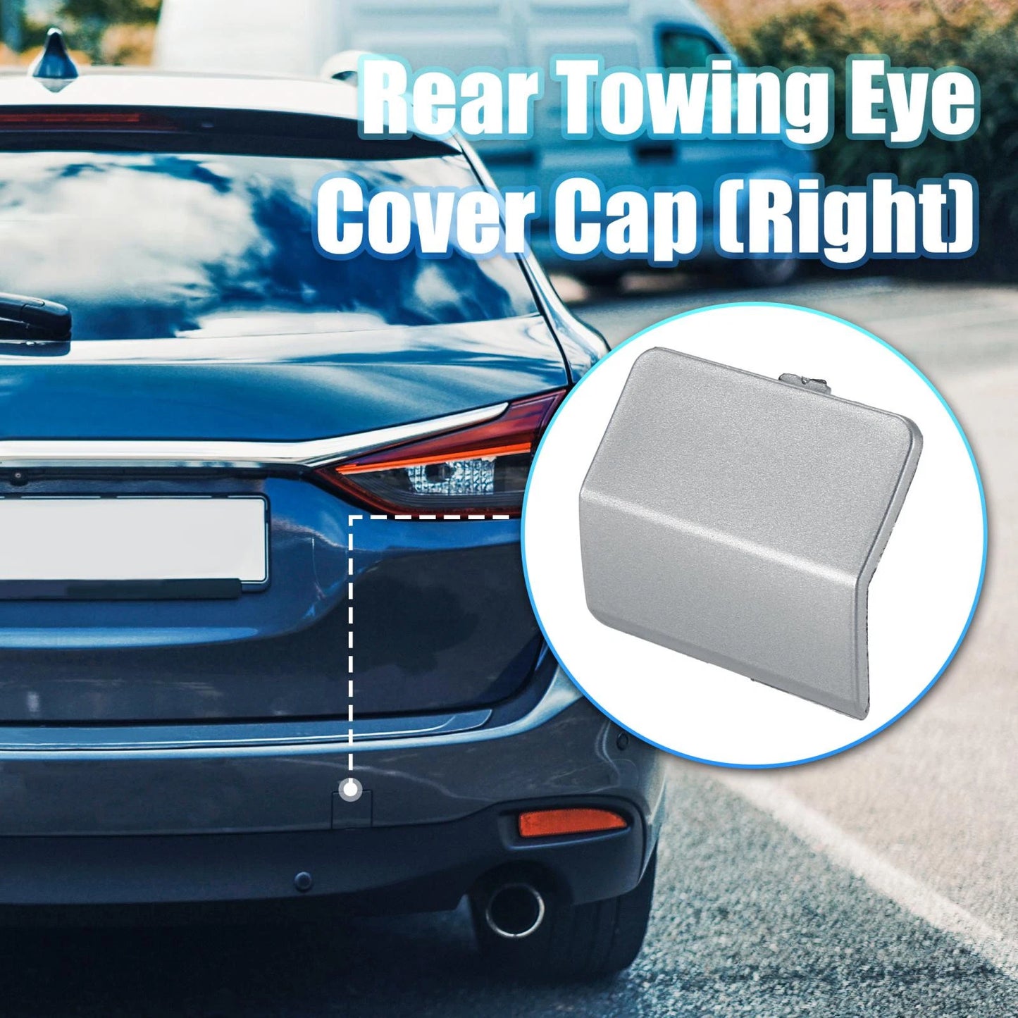 Silver Tone Rear Right Bumper Tow Hook Cover for Mazda 6 (2014-2016)