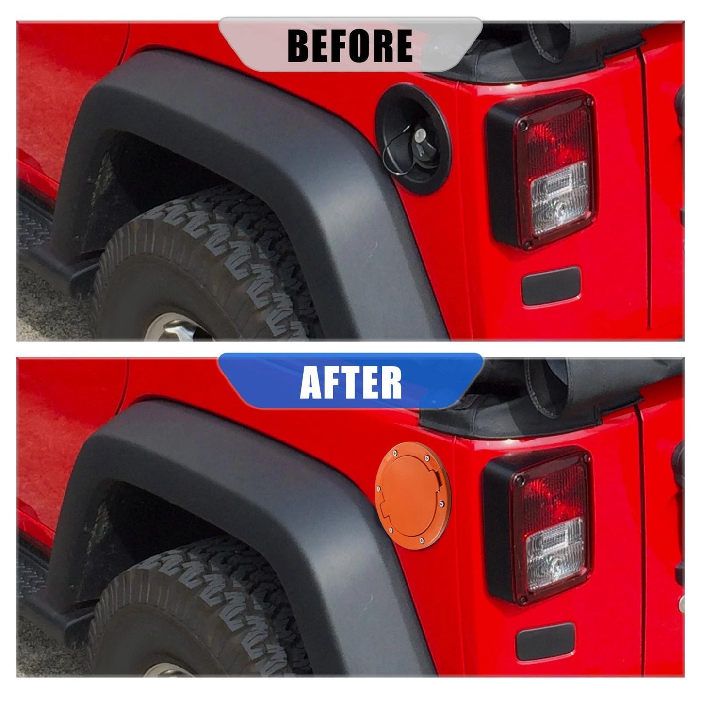 Orange Aluminum Alloy ABS Gas Fuel Tank Cap Cover for Jeep Wrangler (2007-2017)
