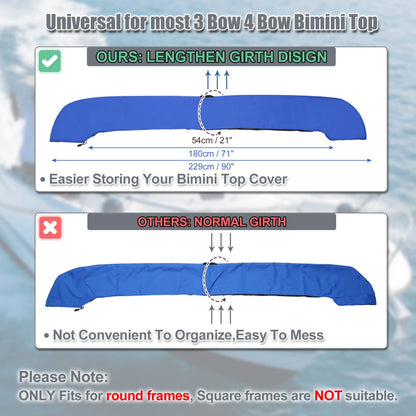 Boot Cover 85"-90" W Bimini Top Storage with Light Hole Blue for Make Model