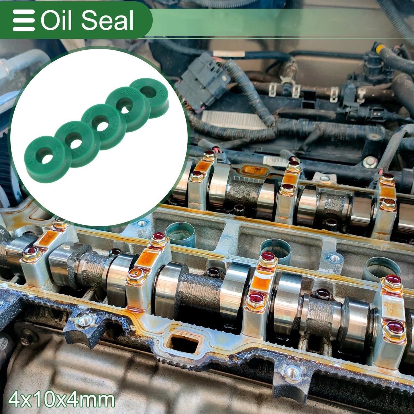 Oil Seal / 5 Pcs / Rotary Shaft Seal TPU 4x10x4mm High Pressure Green