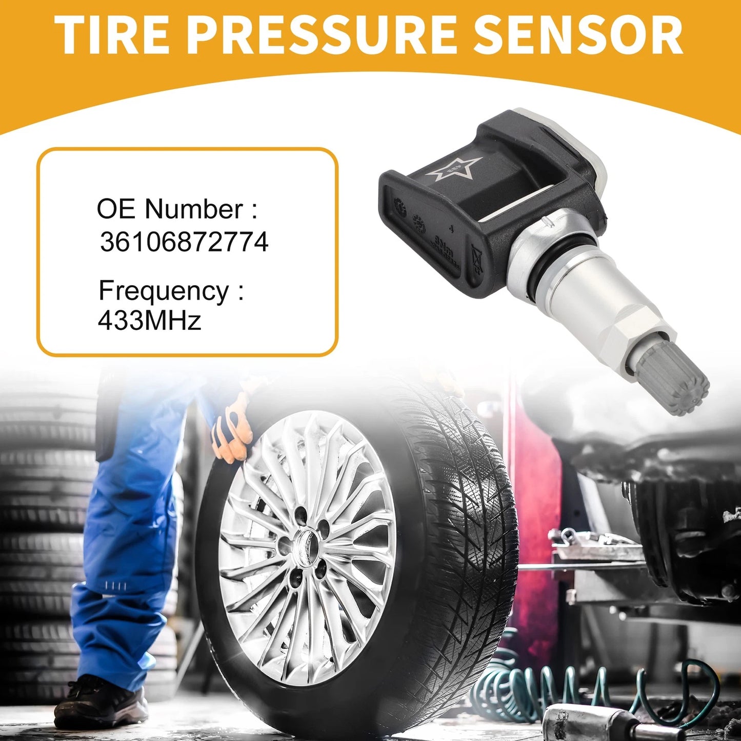 Tire Pressure Sensor for BMW 530e 2018-2021 TPMS 1 x 433MHz
