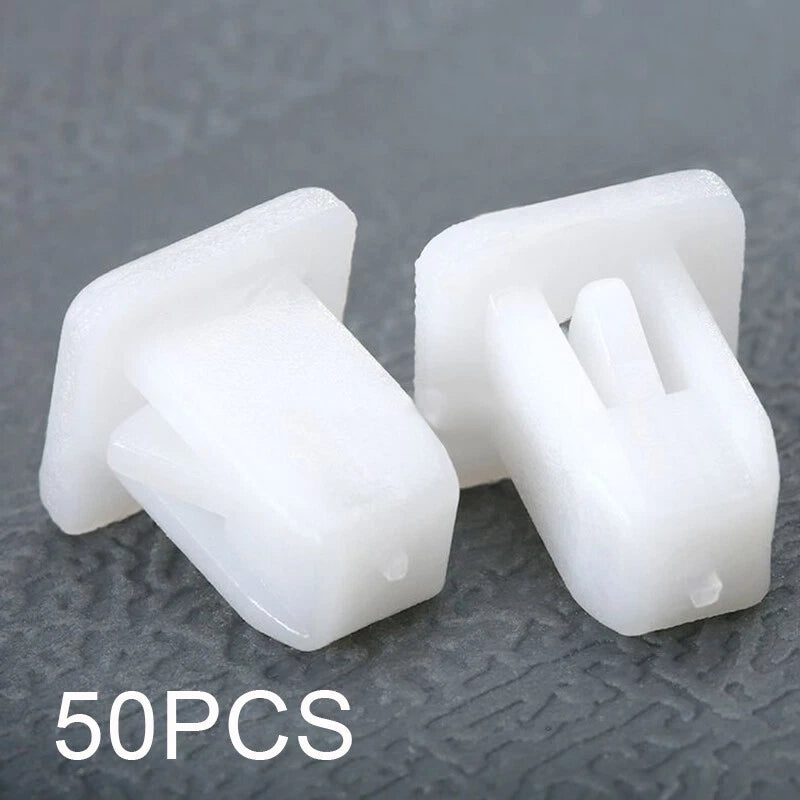 50pcs White Car Clips Square Fasteners Retainer for Fender Bumper Door Trim