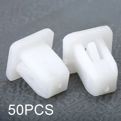 50pcs White Car Clips Square Fasteners Retainer for Fender Bumper Door Trim