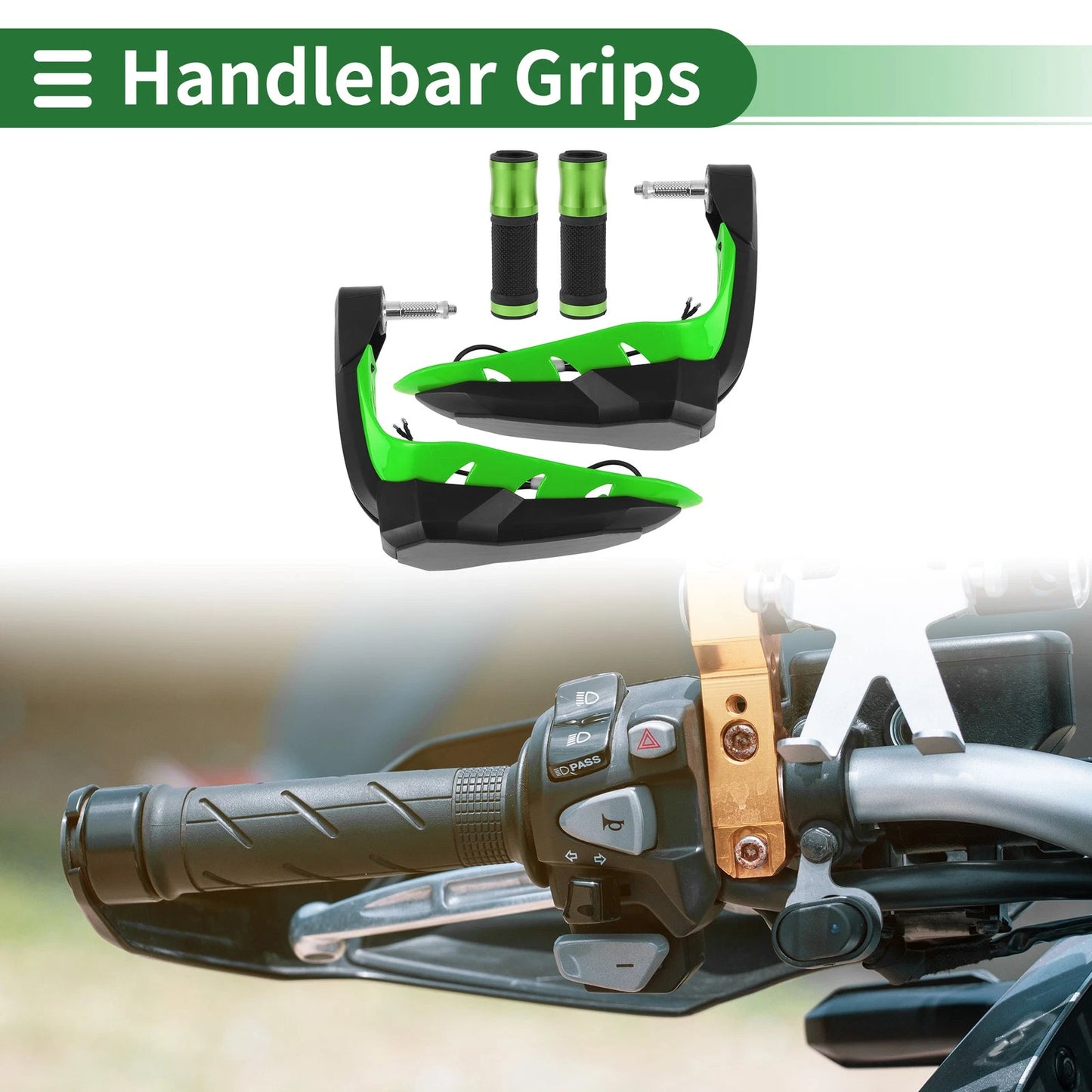 Hand Grips Cover Kit for Motorcycle Handlebar Rubber Diamond Pattern Green